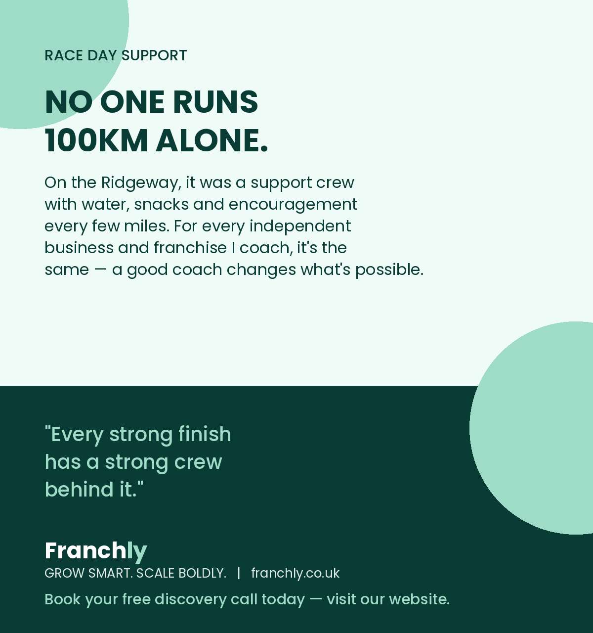 Race day support: no one runs 100km alone — every strong finish has a strong crew behind it.